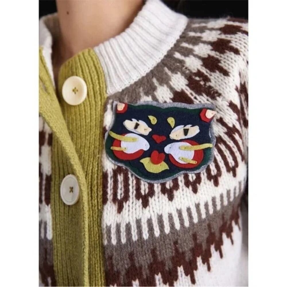 The Reeds Colorblocked Fair Isle Wool Cardigan - Picture 3 of 8